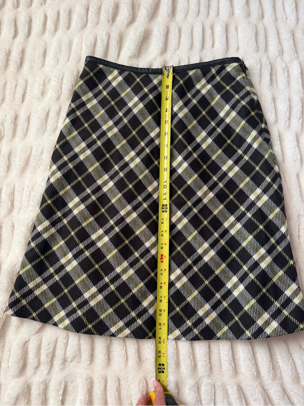 Anne Klein Brown and Cream Plaid A-Line Skirt